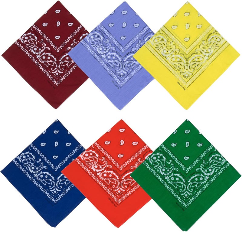 la ceida Store Cotton Bandanas for Men & Women Paisley Cowboy Bandana Handkerchiefs for Hair 22x22 - Image 1